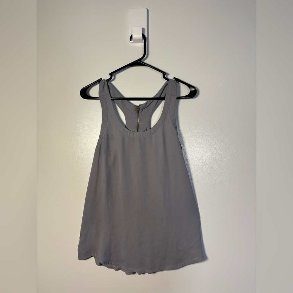 Express Gray Racerback Tank with Back Zip Detail. Neutral Layering basic!